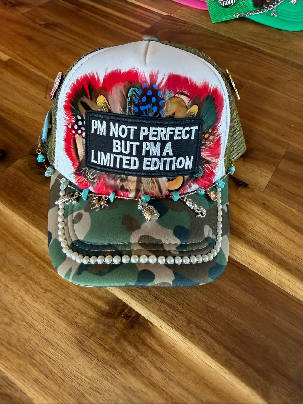 Limited Edition White & Camo Embellished Trucker Cap